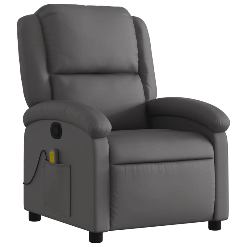 Massagestoel Van Echt Leer, Grijs