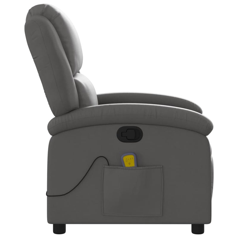 Massagestoel Van Echt Leer, Grijs