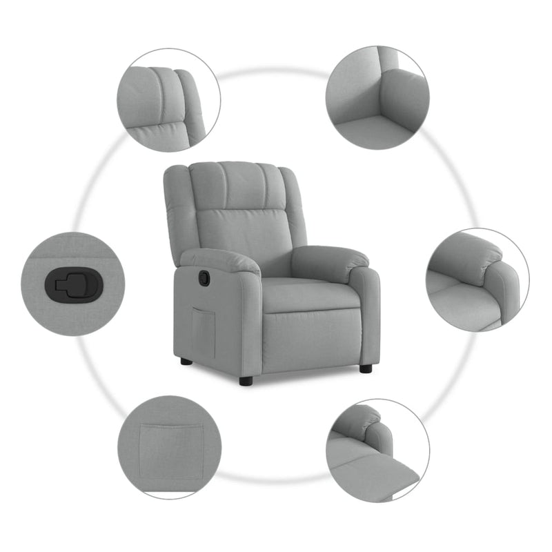 Relaxfauteuil Lichtgrijze Stof Lichtgrijs