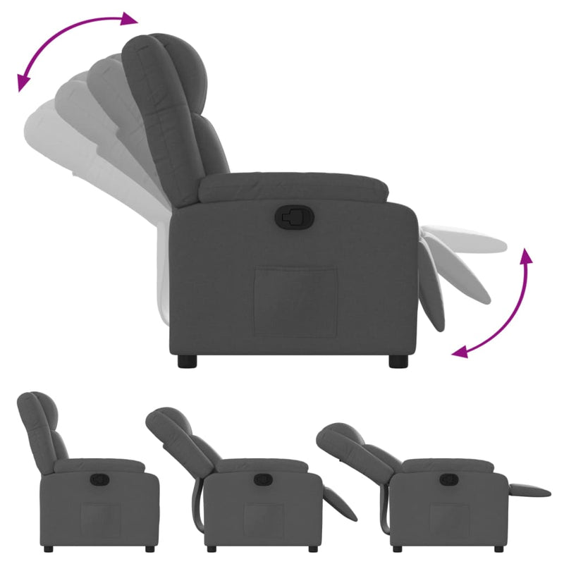 Relaxfauteuil Donkergrijze Stof Donkergrijs