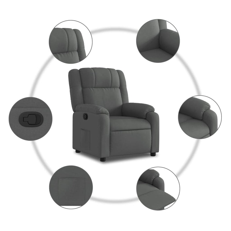 Relaxfauteuil Donkergrijze Stof Donkergrijs