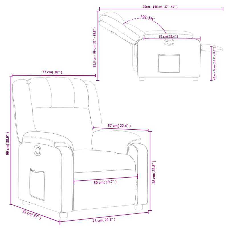 Relaxfauteuil E Stof Zwart