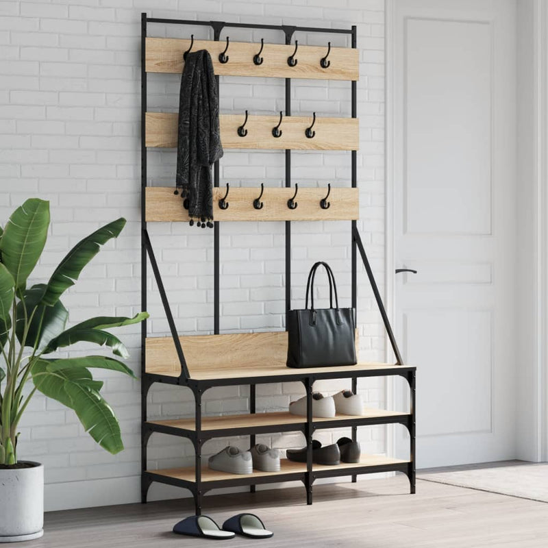 Kledingrek Met Schoenenrek 100X40X184Cm Eikenkleur