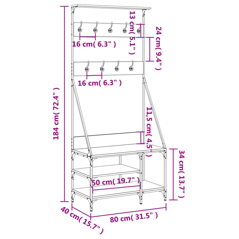Kledingrek Met Schoenenrek 80X40X184 Cm Kleurig