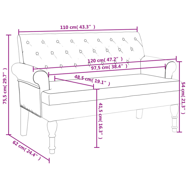 Bankje Met Rugleuning 120X62X75,5 Cm