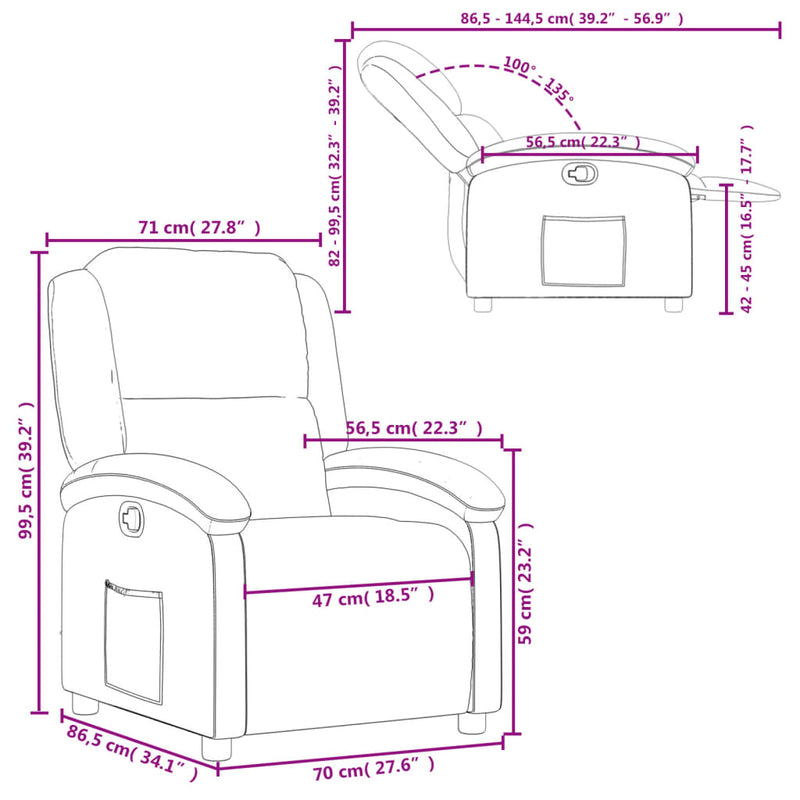 Fauteuil Verstelbaar Fluweel Roze