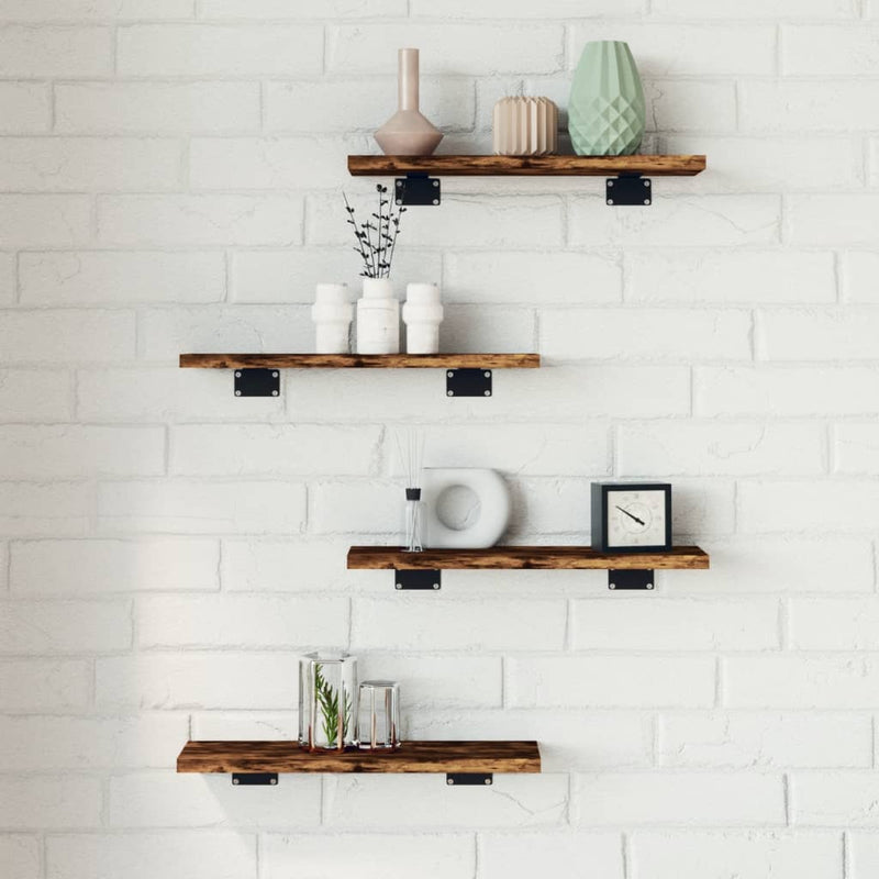 Wandschappen 60X10X1,5 Cm Bewerkt Hout Kleur Gerookt Eiken