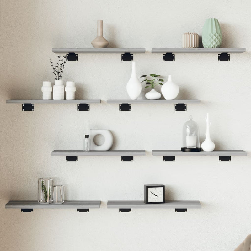 Wandschappen 60X10X1,5 Cm Bewerkt Hout Eiken Grijs Sonoma