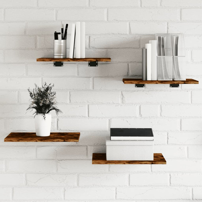 Wandschappen 60X10X1,5 Cm Bewerkt Hout Kleur Gerookt Eiken