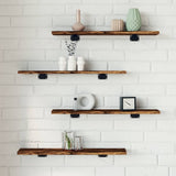 Wandschappen 60X10X1,5 Cm Bewerkt Hout Kleur Gerookt Eiken