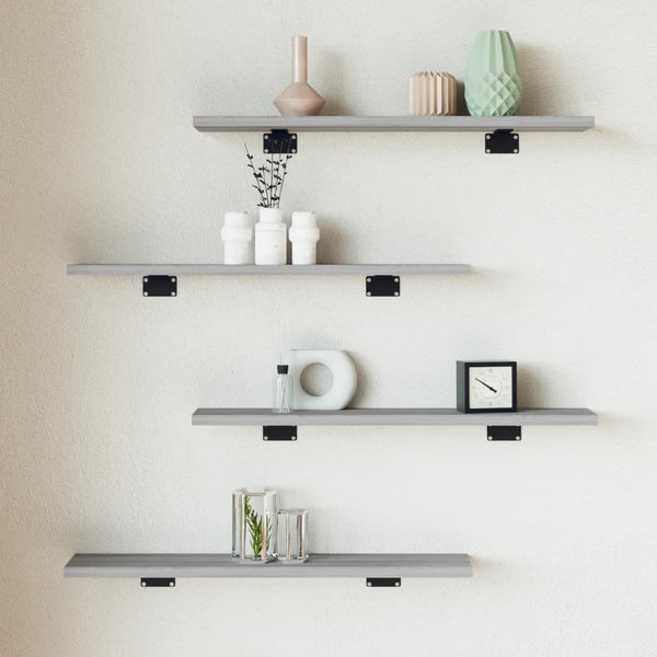 Wandschappen 60X10X1,5 Cm Bewerkt Hout Eiken Grijs Sonoma