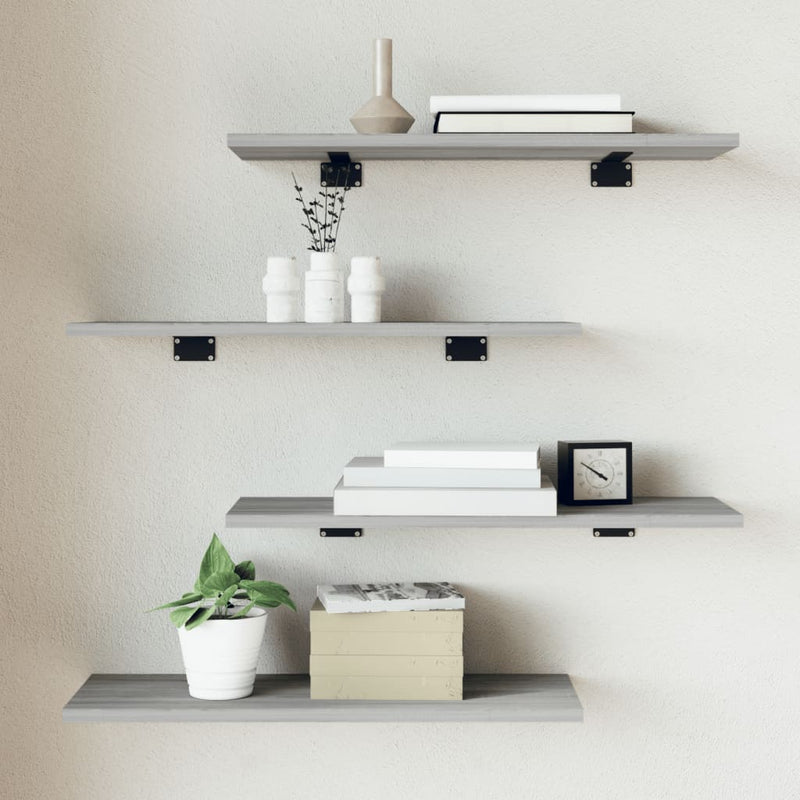 Wandschappen 60X10X1,5 Cm Bewerkt Hout Eiken Grijs Sonoma