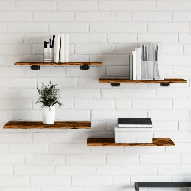 Wandschappen 60X10X1,5 Cm Bewerkt Hout Kleur Gerookt Eiken