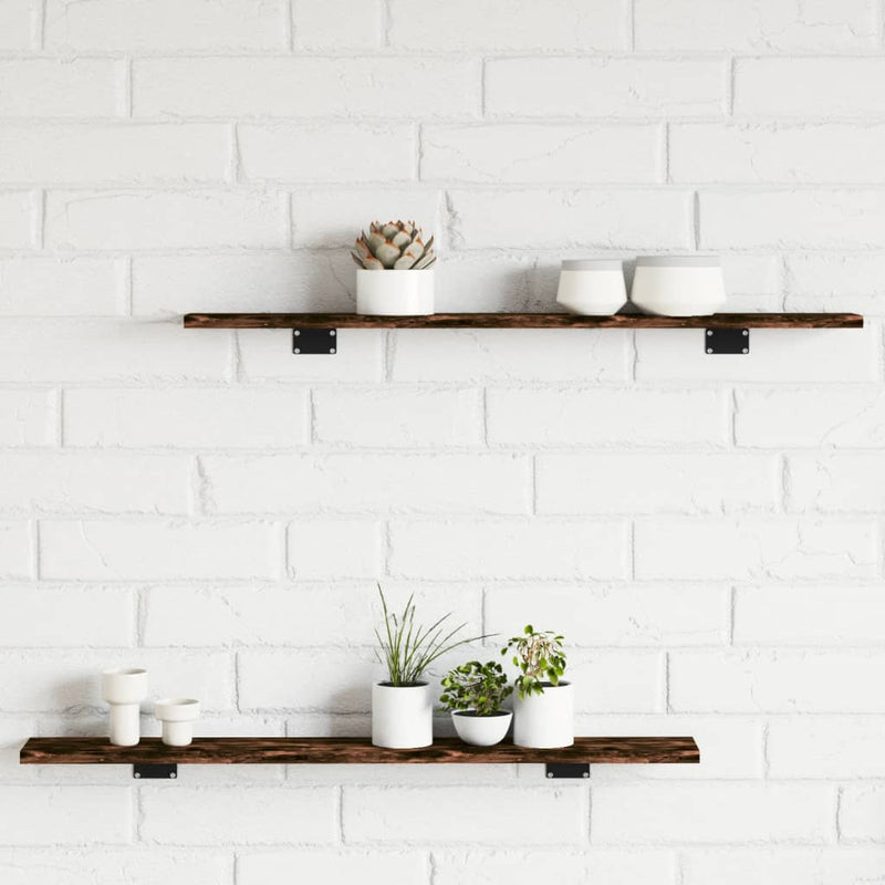 Wandschappen 60X10X1,5 Cm Bewerkt Hout Kleur Gerookt Eiken