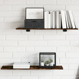Wandschappen 60X10X1,5 Cm Bewerkt Hout Kleur Gerookt Eiken