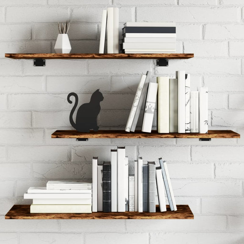 Wandschappen 60X10X1,5 Cm Bewerkt Hout Kleur Gerookt Eiken