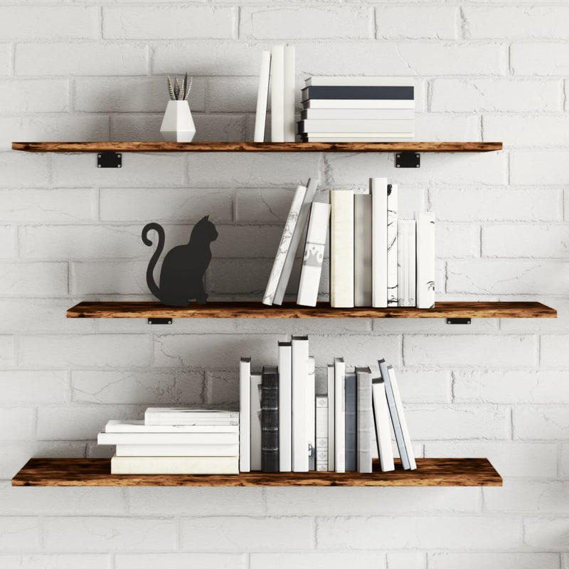 Wandschappen 60X10X1,5 Cm Bewerkt Hout Kleur Gerookt Eiken