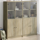 Highboard Zwart 68 X 37 X 142 Cm Bewerkt Hout