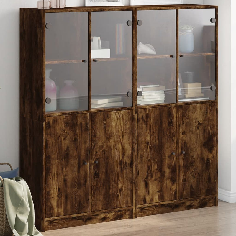 Highboard Zwart 68 X 37 X 142 Cm Bewerkt Hout