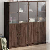 Highboard Zwart 68 X 37 X 142 Cm Bewerkt Hout