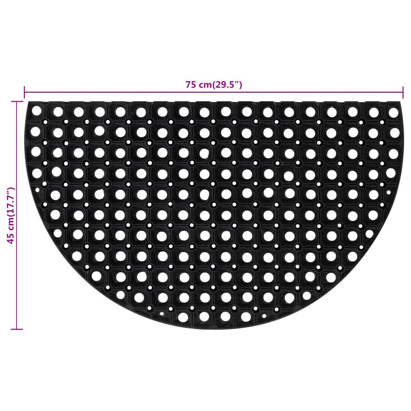 Deurmat Halfrond 45X75 Cm Rubber
