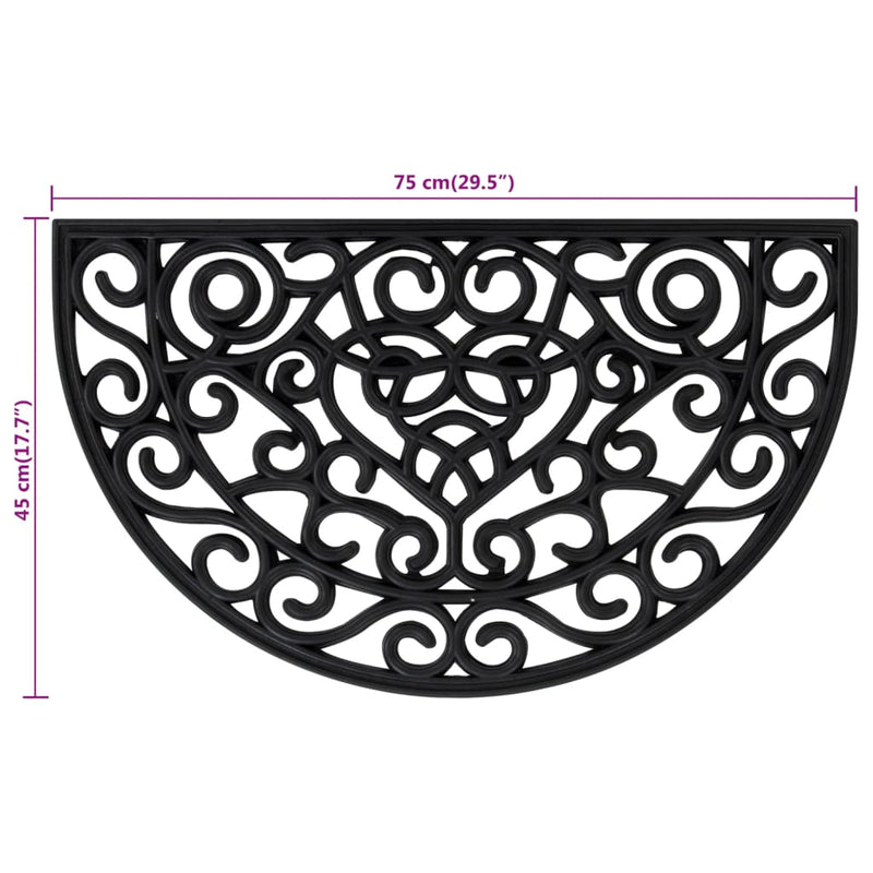 Deurmat Halfrond 45X75 Cm Rubber Grijs Sonoma