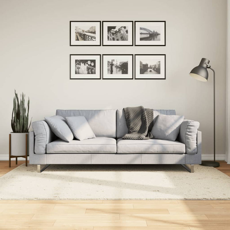 Vloerkleed Pamplona Shaggy Hoogpolig Modern Crème