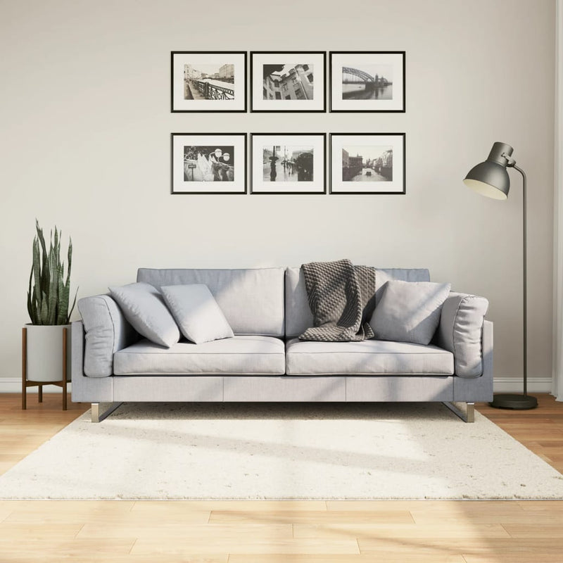 Vloerkleed Pamplona Shaggy Hoogpolig Modern Crème
