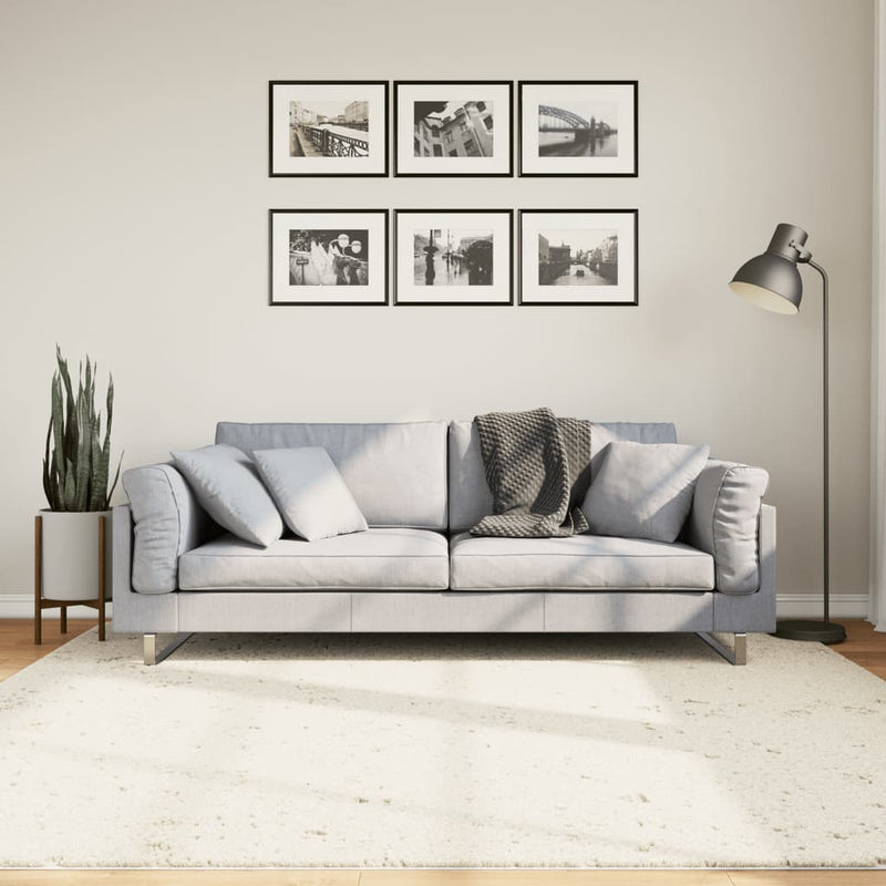 Vloerkleed Pamplona Shaggy Hoogpolig Modern Crème