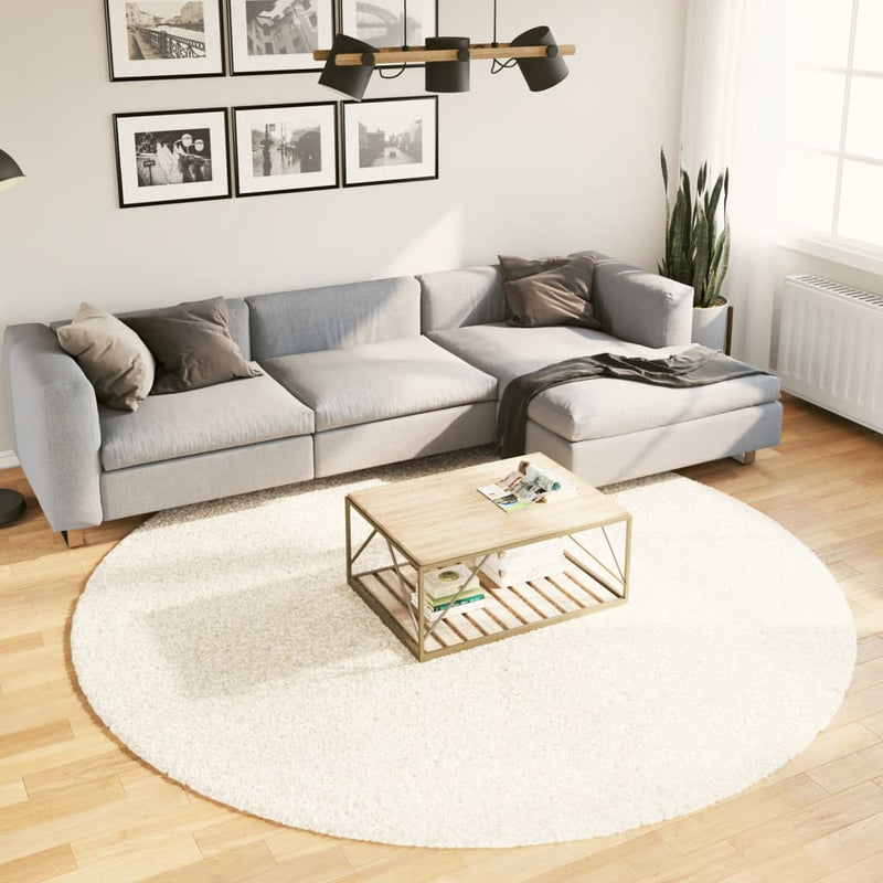 Vloerkleed Pamplona Shaggy Hoogpolig Modern Crème