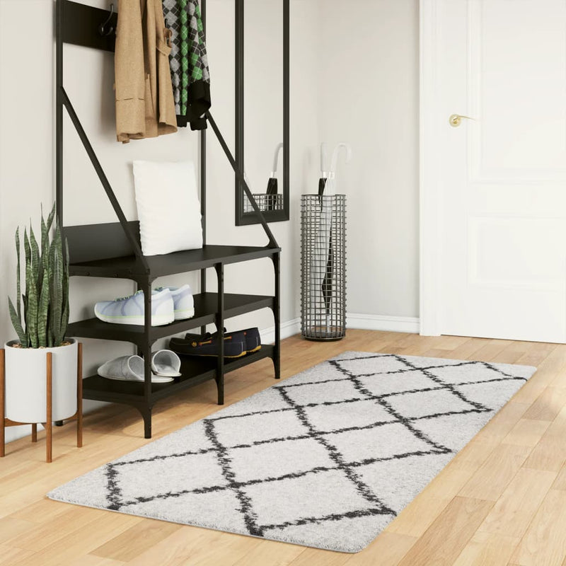 Vloerkleed Pamplona Shaggy Hoogpolig Crème En Crèmekleurig En Zwart