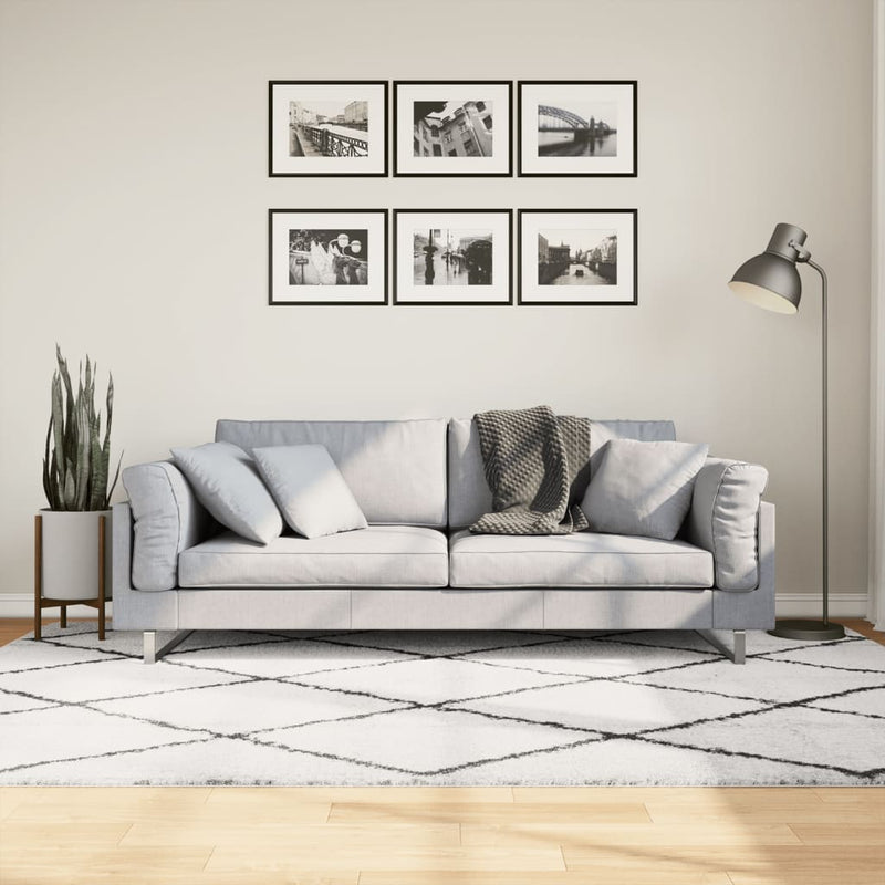 Vloerkleed Pamplona Shaggy Hoogpolig Crème En Crèmekleurig En Zwart
