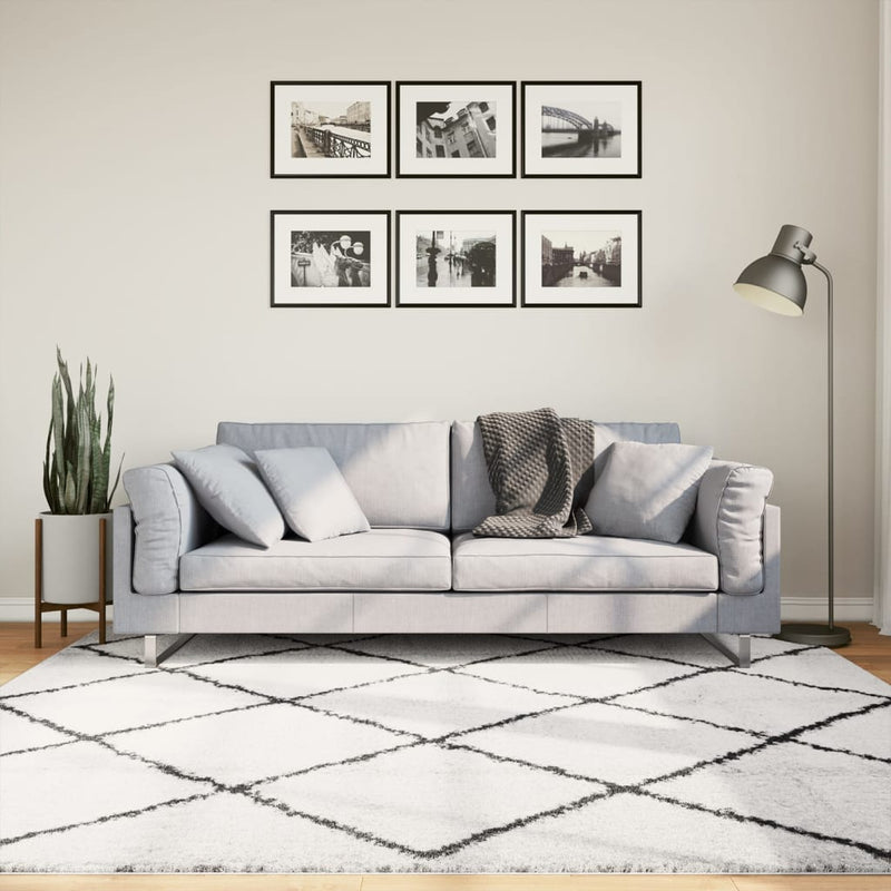 Vloerkleed Pamplona Shaggy Hoogpolig Crème En Crèmekleurig En Zwart