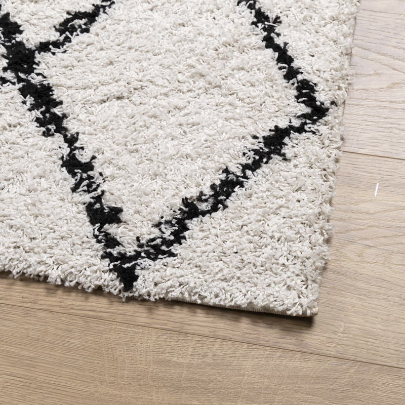 Vloerkleed Pamplona Shaggy Hoogpolig Crème En Crèmekleurig En Zwart