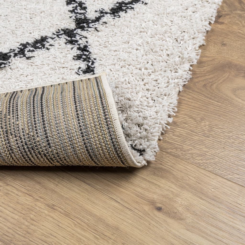 Vloerkleed Pamplona Shaggy Hoogpolig Crème En Crèmekleurig En Zwart