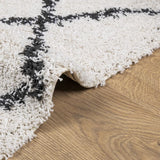 Vloerkleed Pamplona Shaggy Hoogpolig Crème En Crèmekleurig En Zwart