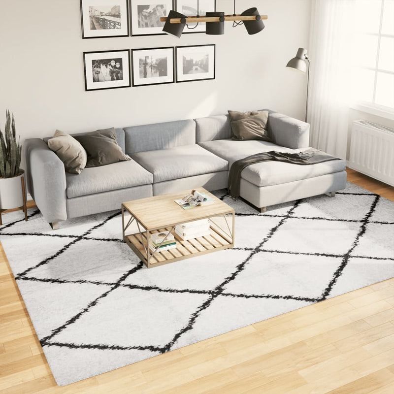 Vloerkleed Pamplona Shaggy Hoogpolig Crème En Crèmekleurig En Zwart