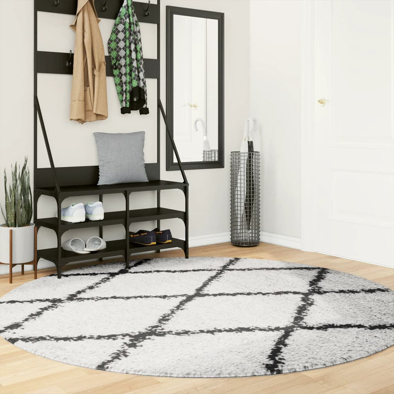 Vloerkleed Pamplona Shaggy Hoogpolig Crème En Crèmekleurig En Zwart