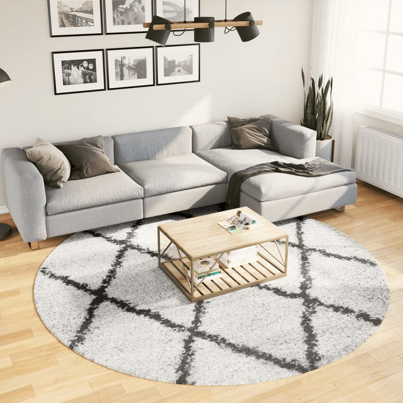 Vloerkleed Pamplona Shaggy Hoogpolig Crème En Crèmekleurig En Zwart