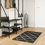 Vloerkleed Shaggy Hoogpolig Modern Zwart En Crème