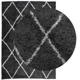 Vloerkleed Shaggy Hoogpolig Modern Zwart En Crème