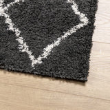 Vloerkleed Shaggy Hoogpolig Modern Zwart En Crème