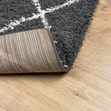 Vloerkleed Shaggy Hoogpolig Modern Zwart En Crème