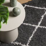 Vloerkleed Shaggy Hoogpolig Modern Zwart En Crème
