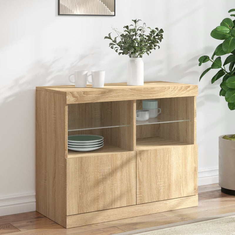 Dressoir Bruin 81 X 37 X 67 Cm Bewerkt Hout