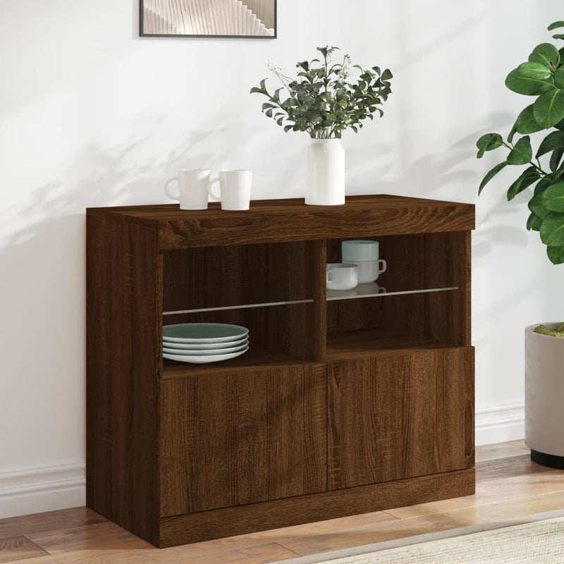 Dressoir Bruin 81 X 37 X 67 Cm Bewerkt Hout