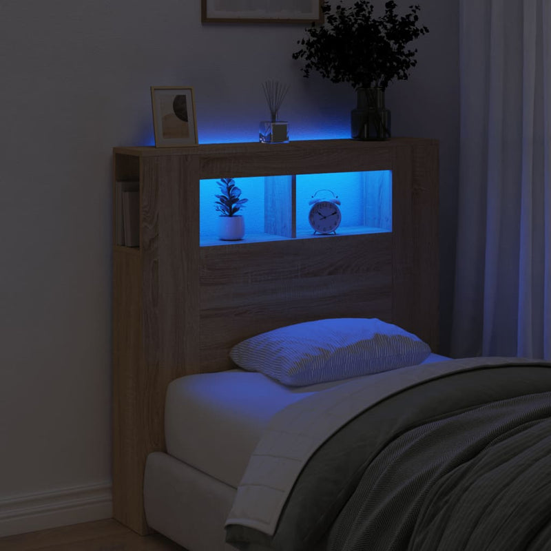 Led Hoofdbord 140 X 18,5 X 103,5 Cm Bewerkt Hout