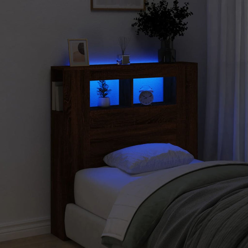Led Hoofdbord 140 X 18,5 X 103,5 Cm Bewerkt Hout