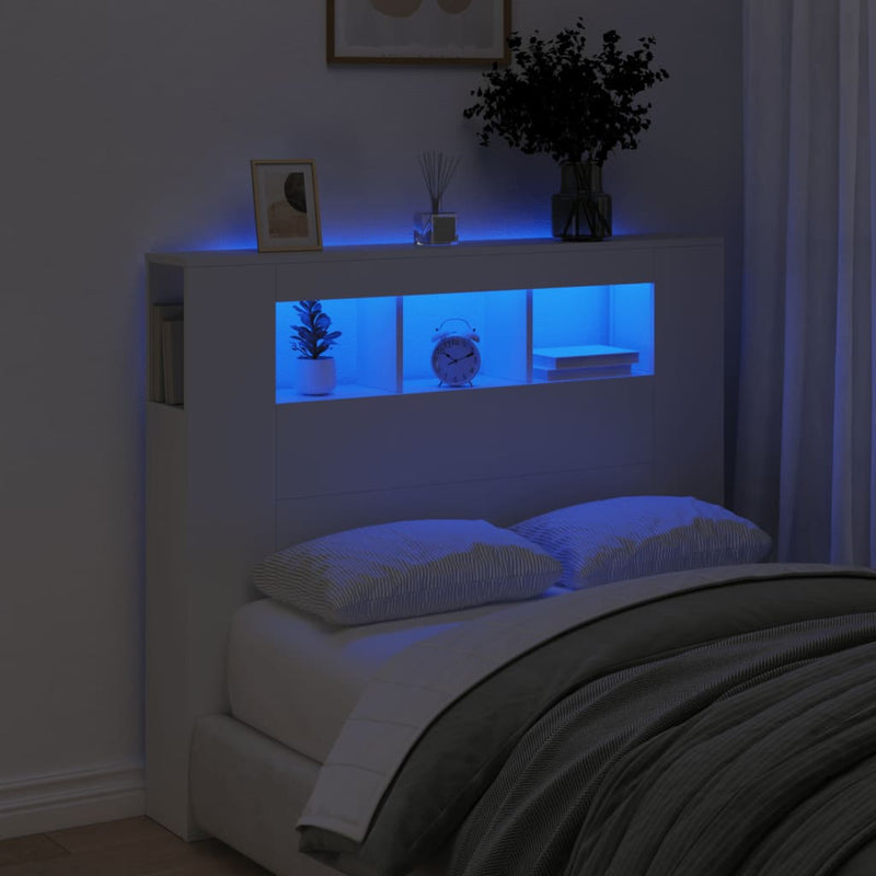 Led Hoofdbord 140 X 18,5 X 103,5 Cm Bewerkt Hout