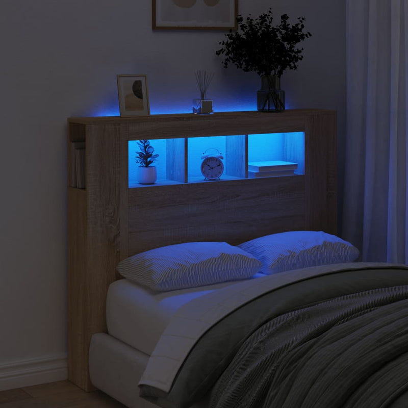 Led Hoofdbord 140 X 18,5 X 103,5 Cm Bewerkt Hout